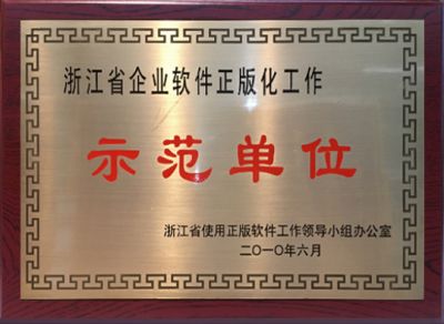 2010年度浙江省企業軟件正版化工作示範單位